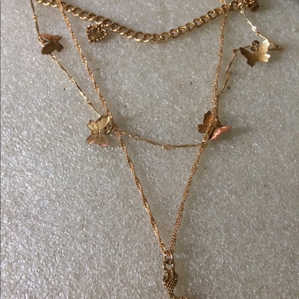 Double chain beterfly necklace